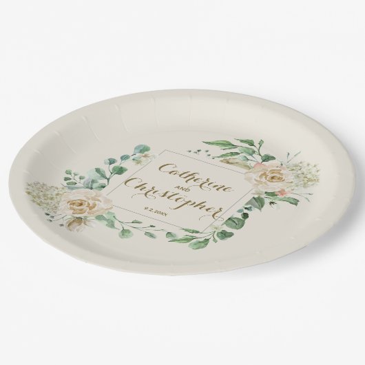 Assiettes En Carton Classic Automne Boho hiver Mariage Floral (Angle)