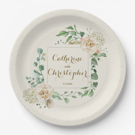 Assiettes En Carton Classic Automne Boho hiver Mariage Floral (Devant)