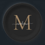 Assiettes En Carton Classic Black Gold Monogramme Moderne Nom du scrip<br><div class="desc">Simple moderne Black Gold Monogramme moderne Feminine Script Nom Plaque de papier</div>
