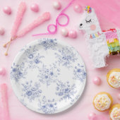 Assiettes En Carton Classic Blue Flowers Pattern French blue toile (Fête)