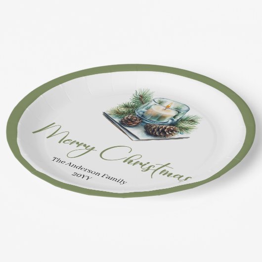 Assiettes En Carton Classic Boho Scandinavian Christmas Wreath Plates (Angle)