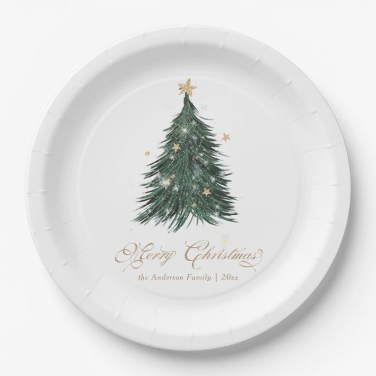 Assiettes En Carton Classic Christmas Evergreen (Devant)
