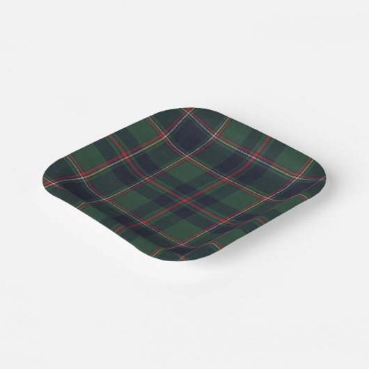 Assiettes En Carton Classic Dark Blue Red Green Plaid Pattern (Angulaire)