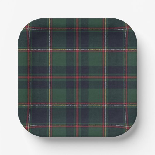 Assiettes En Carton Classic Dark Blue Red Green Plaid Pattern (Recto)