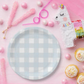 Assiettes En Carton Classic Dusty Blue & White En vichy Check (Fête)
