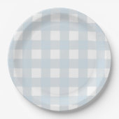 Assiettes En Carton Classic Dusty Blue & White En vichy Check (Devant)