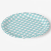 Assiettes En Carton Classic En vichy Vérifier Plaid Motif Bleu clair (Angle)