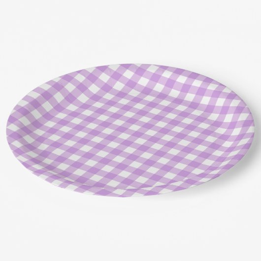 Assiettes En Carton Classic En vichy Vérifier Plaid Motif Lilac (Angle)