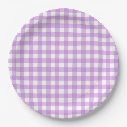 Assiettes En Carton Classic En vichy Vérifier Plaid Motif Lilac (Devant)