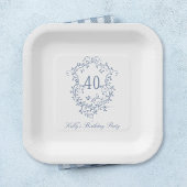 Assiettes En Carton Classic French Victorian Blue 40th Birthday Party