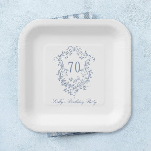Assiettes En Carton Classic French Victorian Blue 70th Birthday Party