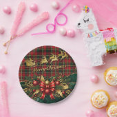 Assiettes En Carton Classic Merry Christmas Plaid Design (Fête)
