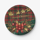 Assiettes En Carton Classic Merry Christmas Plaid Design (Devant)