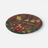 Assiettes En Carton Classic Merry Christmas Plaid Design (Angle)