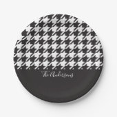 Assiettes En Carton Classic moderne noir et blanc Houndstooth (Devant)