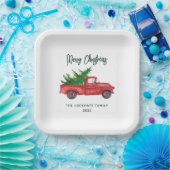 Assiettes En Carton Classic Noël Rouge Camion Script Vacances Personna (Fête)