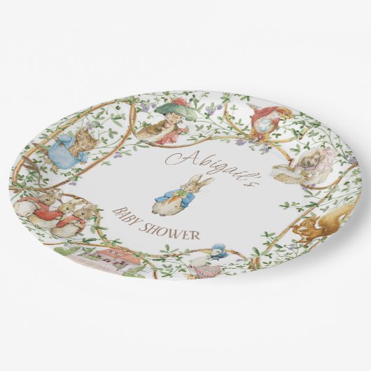 Assiettes En Carton Classic Pierre le Baby shower lapin (Angle)
