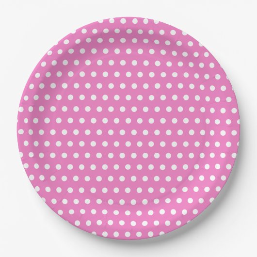 Assiettes En Carton Classic Pink and White Polka Dot Party (Devant)