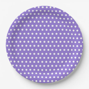 Assiettes En Carton Classic Purple and White Polka Dot Party