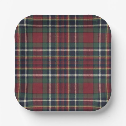 Assiettes En Carton Classic Red Dark Blue Green Plaid Pattern (Recto)