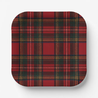 Assiettes En Carton Classic Red Tartan Plaid Pattern Plate