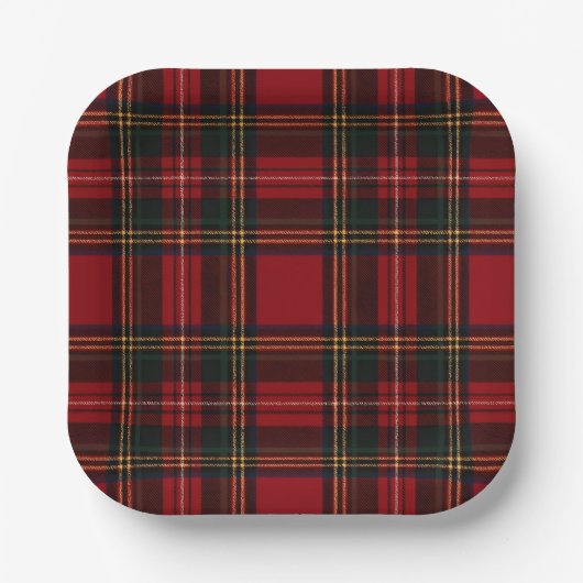 Assiettes En Carton Classic Red Tartan Plaid Pattern Plate (Recto)