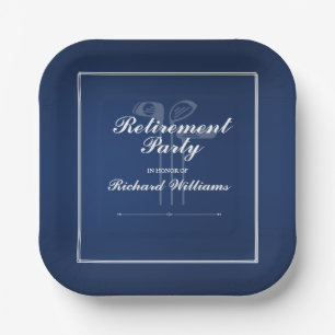 Assiettes En Carton Classic Retraite Golf Thème Bleu Blanc