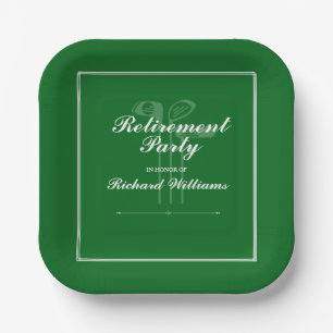 Assiettes En Carton Classic Retraite Golf Thème Vert Blanc