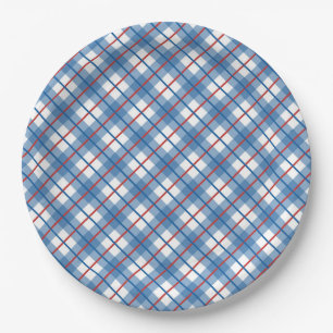 Assiettes En Carton Classic Rouge Blanc Bleu Plaid 4 Juillet Plaque