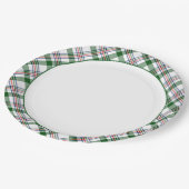 Assiettes En Carton Classic Rouge Vert Bleu Blanc Plaid Motif (Angle)