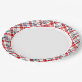 Assiettes En Carton Classic Rouge Vert Bleu Blanc Plaid Motif (Angle)