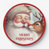 Assiettes En Carton Classic Santa and Rudolph Kids Christmas Plates (Devant)