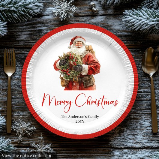 Assiettes En Carton Classic Santa Claus Modern Cozy Christmas Plate