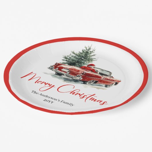 Assiettes En Carton Classic Santa Claus Script Font Festive Dinner  (Angle)