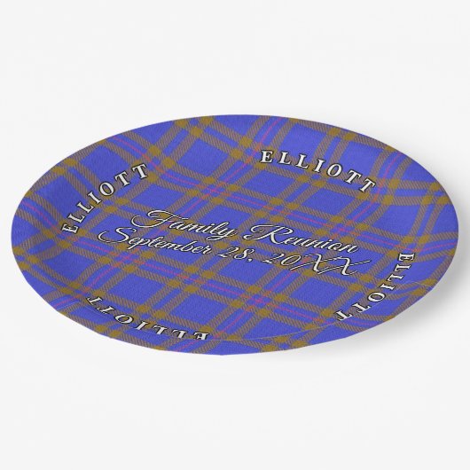 Assiettes En Carton Classic Scots Clan Elliot Tartan Event (Angle)
