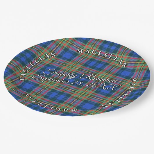 Assiettes En Carton Classic Scots Clan MacLellan Tartan Event (Angle)