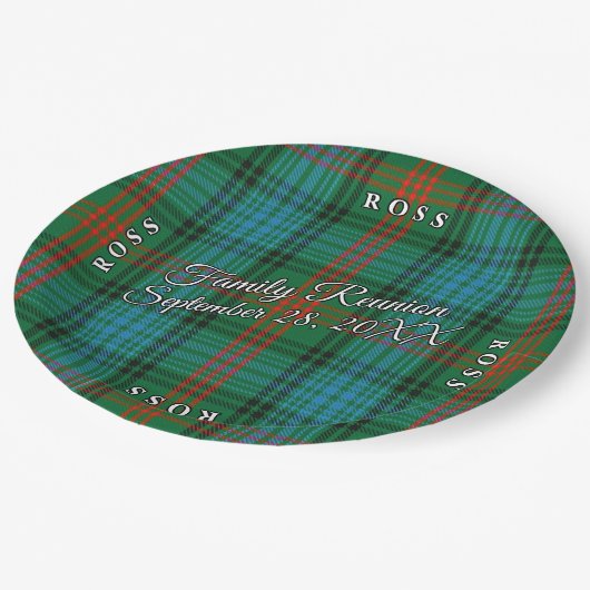 Assiettes En Carton Classic Scots Clan Ross Tartan, Événement (Angle)