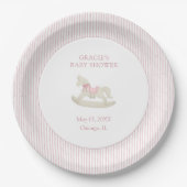 Assiettes En Carton Classic Simple Rose Rocking Cheval Baby shower fil (Devant)