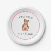 Assiettes En Carton Classic Teddy Bear Baby shower blanc rose (Devant)
