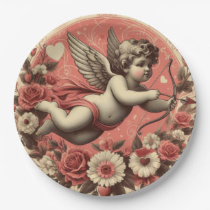 Assiettes En Carton Classic/Vintage/Retro Saint-Valentin cupide