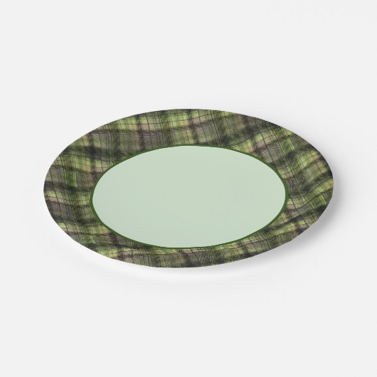 Assiettes En Carton Classique écossais écossais vert écossais (Angle)