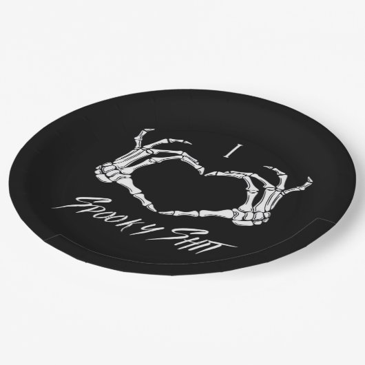 Assiettes En Carton Classique éffrayant - Squelette Mains Coeur (Angle)
