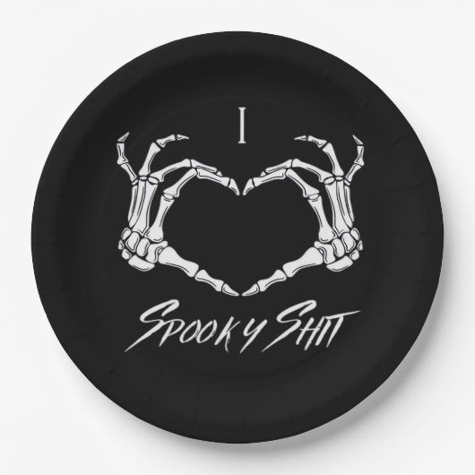 Assiettes En Carton Classique éffrayant - Squelette Mains Coeur (Devant)