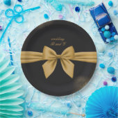 Assiettes En Carton classique élégant filigree noir or mariage (Fête)