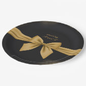 Assiettes En Carton classique élégant filigree noir or mariage (Angle)