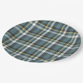 Assiettes En Carton Classique Gris Turquoise Bleu Jaune Tartan Plaid (Angle)