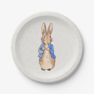 Assiettes En Carton Classique lapin beige texture de lin