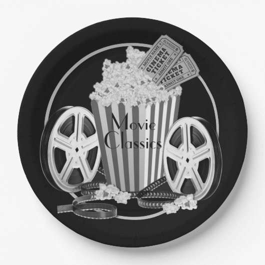 Assiettes En Carton Classiques de cinéma noir et blanc (Devant)