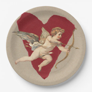 Assiettes En Carton Classiques de romance audacieuse Cœur rouge ange a