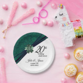 Assiettes En Carton Classy 20th Emerald Mariage Anniversaire Design (Fête)